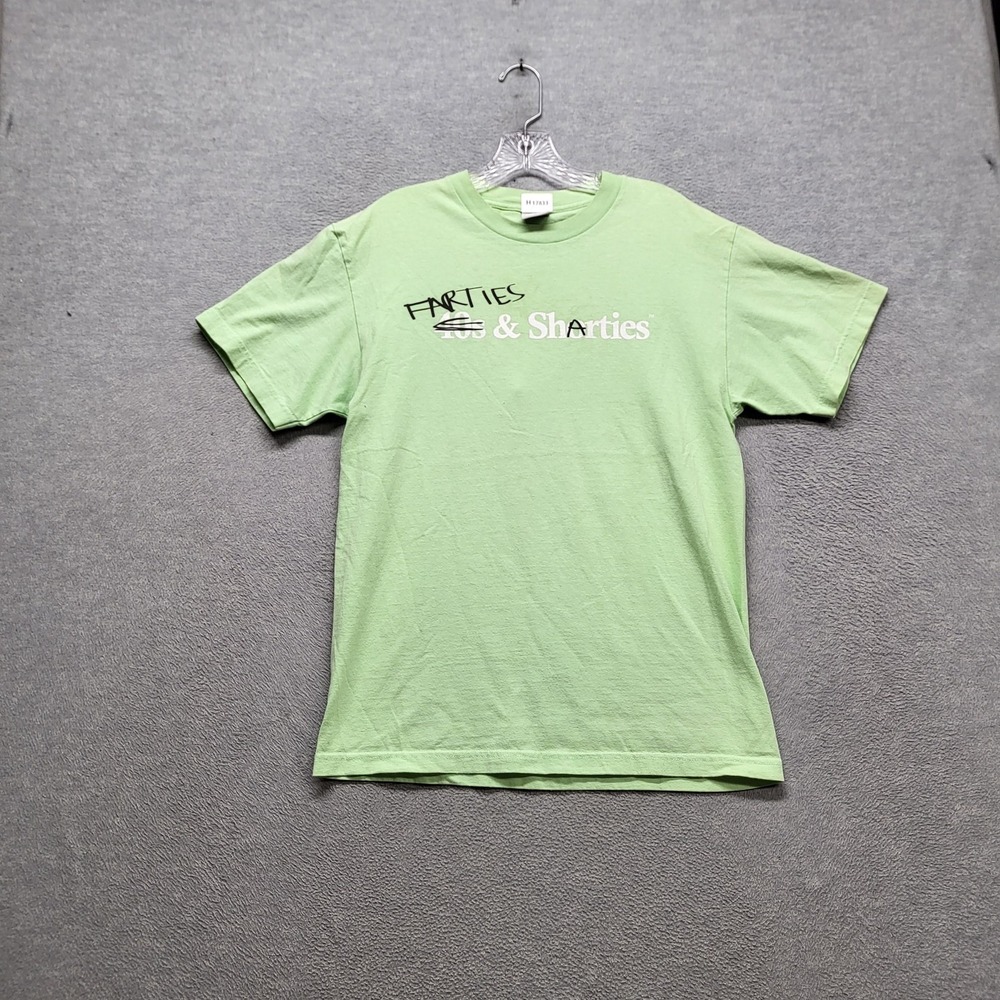 40s & Shorties Men Shirt M Green Farties Sharties Graphic Print Short Sleeve
